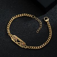 Fashion New Copper-plated Real Gold Micro-encrusted Zircon Heart Smiley Bracelet main image 3