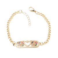 Fashion New Copper-plated Real Gold Micro-encrusted Zircon Heart Smiley Bracelet main image 6