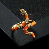 Fashion Copper Gold-plated Micro-set Zircon Drip Oil Snake Open Ring main image 3