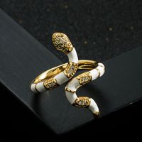 Fashion Copper Gold-plated Micro-set Zircon Drip Oil Snake Open Ring main image 5