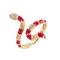 Fashion Copper Gold-plated Micro-set Zircon Drip Oil Snake Open Ring main image 6