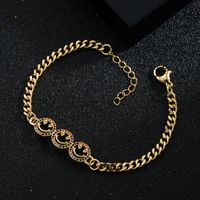 Fashion Copper-plated Real Gold Micro-encrusted Zircon Smiley Face Heart Bracelet main image 3