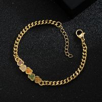 Fashion Copper-plated Real Gold Micro-encrusted Zircon Smiley Face Heart Bracelet main image 4