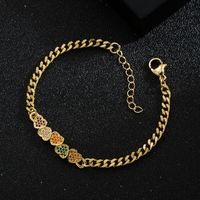 Pulsera De Corazón Con Cara Sonriente De Circón Microincrustado De Oro Real Chapado En Cobre A La Moda main image 4