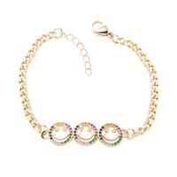 Fashion Copper-plated Real Gold Micro-encrusted Zircon Smiley Face Heart Bracelet main image 6