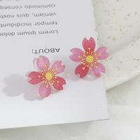 Fashion Cute Resin Cherry Flower Stud Earrings main image 3