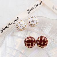 Simple Spherical Shape Hollow Crackle Alloy Stud Earrings main image 1