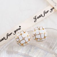 Simple Spherical Shape Hollow Crackle Alloy Stud Earrings main image 5