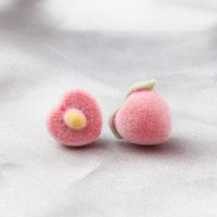 New Autumn And Winter Peach Flocking Stud Earrings Female main image 1