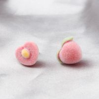 New Autumn And Winter Peach Flocking Stud Earrings Female main image 4