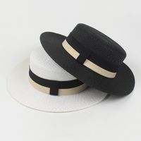 Women's Summer New Sunscreen Flat-top Wide-brimmed Straw Hat main image 3