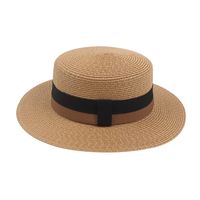 Women's Summer New Sunscreen Flat-top Wide-brimmed Straw Hat main image 6
