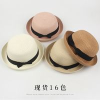 Women's Summer New Curling Cute Dome Bow Straw Hat main image 2