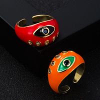 Fashion Copper Gold-plated Micro-set Zircon Drip Oil Devil's Eye Thick Ring main image 1