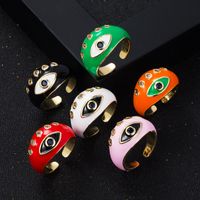 Fashion Copper Gold-plated Micro-set Zircon Drip Oil Devil's Eye Thick Ring main image 3