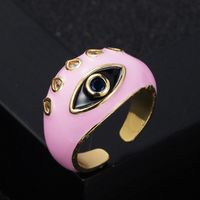 Fashion Copper Gold-plated Micro-set Zircon Drip Oil Devil's Eye Thick Ring main image 4