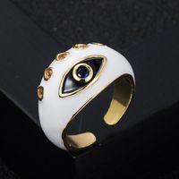 Fashion Copper Gold-plated Micro-set Zircon Drip Oil Devil's Eye Thick Ring main image 5