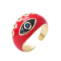 Fashion Copper Gold-plated Micro-set Zircon Drip Oil Devil's Eye Thick Ring main image 6