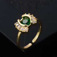 Fashion Copper Gold-plated Micro-inlaid Zircon Eyes Leopard Head Ring main image 5