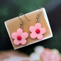 Simple Hit Color Small Flower Resin Earrings sku image 1