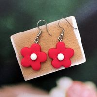 Simple Hit Color Small Flower Resin Earrings sku image 2