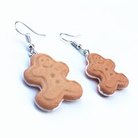 Cream Sandwich Biscuits Creative Bear Gingerbread Man Earrings sku image 1