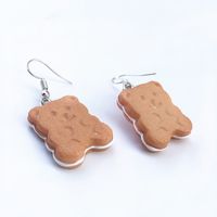 Cream Sandwich Biscuits Creative Bear Gingerbread Man Earrings sku image 2