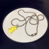 Fashion Transparent Jelly Color Bear Pendent Alloy Necklace sku image 2