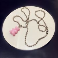 Fashion Transparent Jelly Color Bear Pendent Alloy Necklace sku image 6