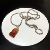 Fashion Transparent Jelly Color Bear Pendent Alloy Necklace sku image 7