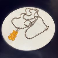 Fashion Transparent Jelly Color Bear Pendent Alloy Necklace sku image 8
