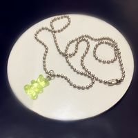Fashion Transparent Jelly Color Bear Pendent Alloy Necklace sku image 9