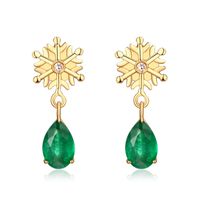 Fashion Bracelet Emerald Ring Snowflake Green Tourmaline Earrings Plated 18k Gold Necklace Set sku image 2