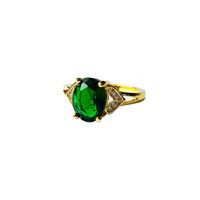 Fashion Bracelet Emerald Ring Snowflake Green Tourmaline Earrings Plated 18k Gold Necklace Set sku image 1
