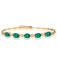 Fashion Bracelet Emerald Ring Snowflake Green Tourmaline Earrings Plated 18k Gold Necklace Set sku image 4
