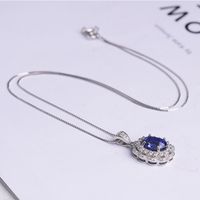 Jewelry Set Geometric Bracelet Tanzanite Petal Ring Blue Crystal Pendant Four Claw Earrings sku image 3