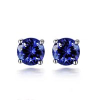 Jewelry Set Geometric Bracelet Tanzanite Petal Ring Blue Crystal Pendant Four Claw Earrings sku image 1