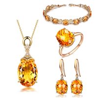 Simple Style Water Droplets Artificial Crystal Copper Artificial Gemstones Earrings Necklace Jewelry Set sku image 5