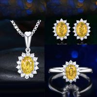 Elegant Retro Oval Copper Artificial Gemstones Rings Earrings Necklace sku image 3