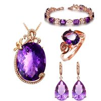 Glam Oval Water Droplets Copper Plating Inlay Artificial Gemstones Rings Earrings Necklace sku image 5