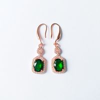 Green Tourmaline Gemstone Ring Bracelet Emerald Necklace Retro Earrings Jewelry Set sku image 2