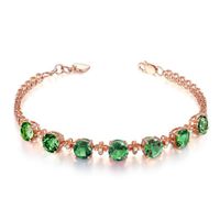 Green Tourmaline Gemstone Ring Bracelet Emerald Necklace Retro Earrings Jewelry Set sku image 4