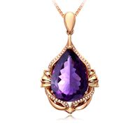 Fashion Amethyst Bracelet Leaf Purple Diamond Ring Earrings Mermaid Amethyst Pendant sku image 3