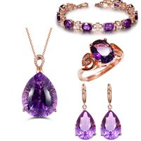 Simple Style Water Droplets Copper Plating Artificial Gemstones Rings Earrings Necklace sku image 5