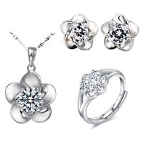 Glam Flower Artificial Gemstones Copper Wholesale Rings Earrings Necklace sku image 4