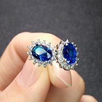 Wholesale Fashion Imitation Blue Crystal Sapphire Sunflower Jewelry Set sku image 1