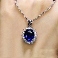Wholesale Fashion Imitation Blue Crystal Sapphire Sunflower Jewelry Set sku image 2
