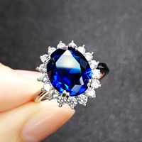 Wholesale Fashion Imitation Blue Crystal Sapphire Sunflower Jewelry Set sku image 3