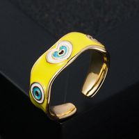 Anillo Abierto En Forma De Corazón De Esmalte De Aceite De Goteo De Oro Real Chapado En Cobre De Moda sku image 2