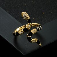 Fashion Copper Gold-plated Micro-set Zircon Drip Oil Snake Open Ring sku image 3